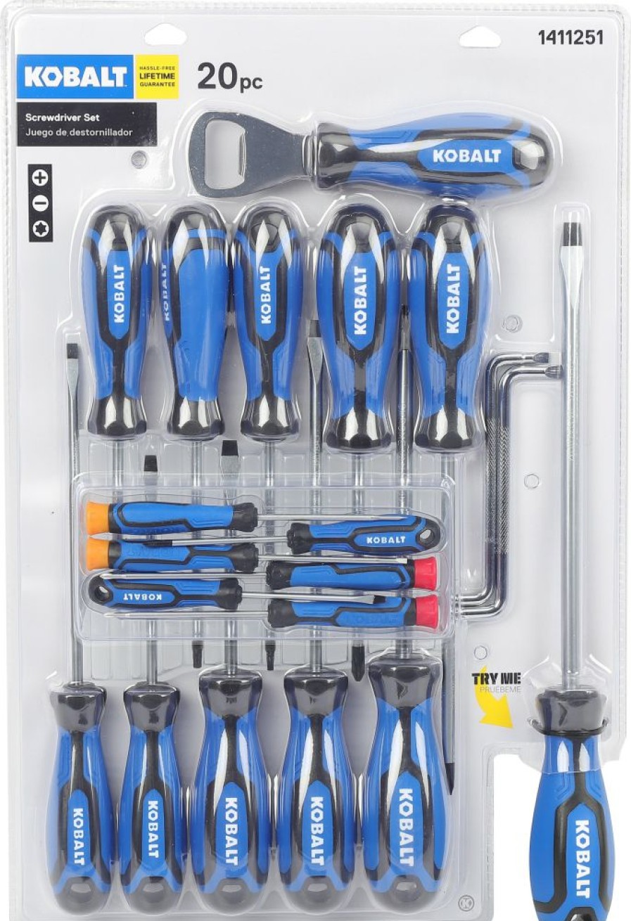 Hand Tools * | Kobalt Screwdrivers 20-Piece Plastic Handle Magnetic Set Screwdriver Set