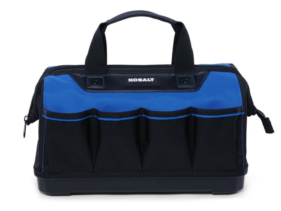 Tool Storage & Work Benches * | Kobalt Tool Bags Hard Bottom Black/Blue Polyester 14-In Zippered Tool Bag