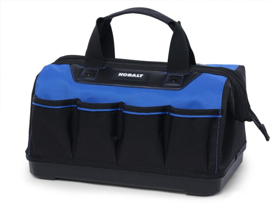 Tool Storage & Work Benches * | Kobalt Tool Bags Hard Bottom Black/Blue Polyester 14-In Zippered Tool Bag