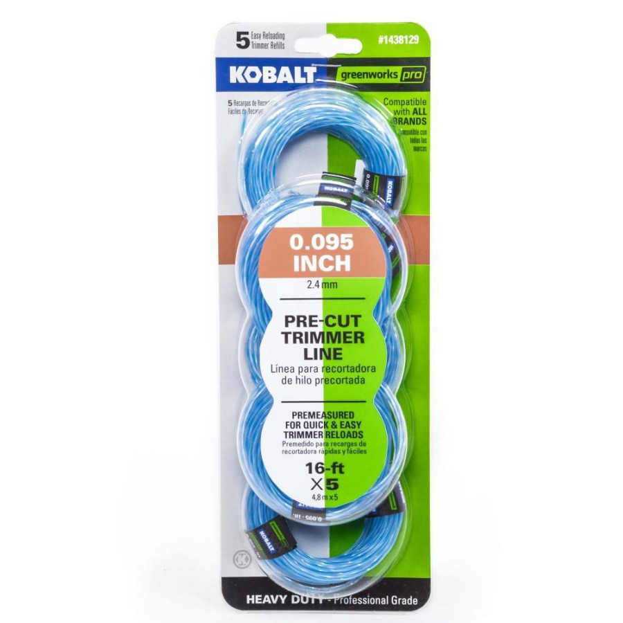 Outdoor Tools & Equipment * | Kobalt String Trimmer Line 5-Pack 16-Ft Spool 0.095-In Pre-Cut Trimmer Line