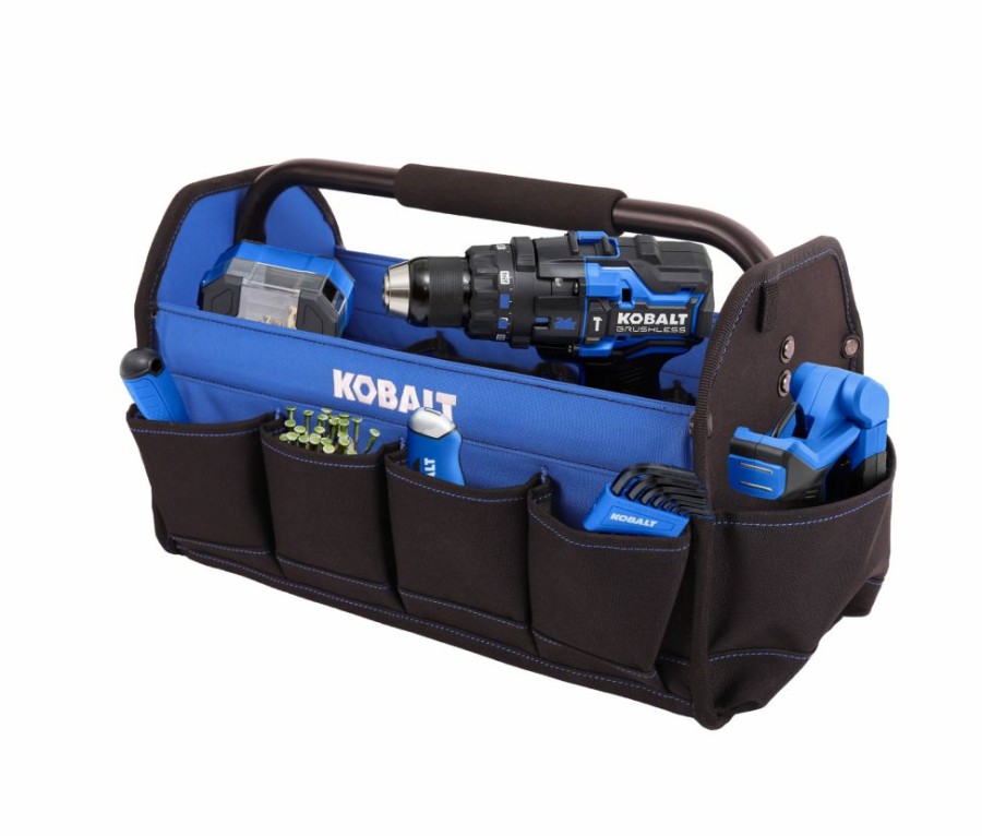 Tool Storage & Work Benches * | Kobalt Tool Bags Blue, Black Polyester 16-In Tool Tote