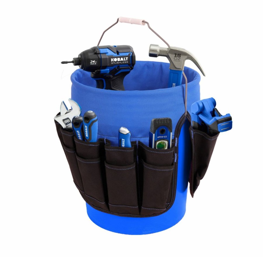 Tool Storage & Work Benches * | Kobalt Tool Bags Blue Black Polyester 12-In 5-Gallon Bucket Organizer