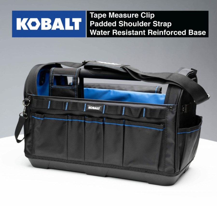 Tool Storage & Work Benches * | Kobalt Tool Bags Plumbing Tool Bag With Caddy Black, Blue Polyester 12.99-In