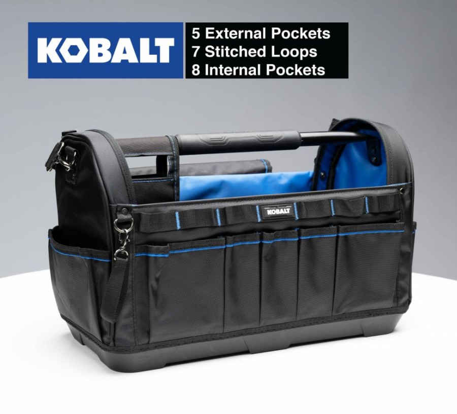 Tool Storage & Work Benches * | Kobalt Tool Bags Plumbing Tool Bag With Caddy Black, Blue Polyester 12.99-In