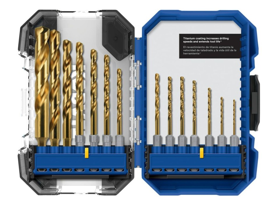 Power Tool Accessories * | Kobalt Twist Drill Bits 14-Piece Assorted X Set Titanium Coated Hss Twist Drill Bit Set