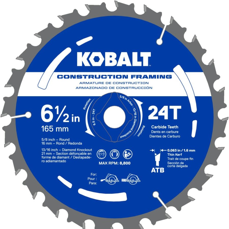 Power Tool Accessories * | Kobalt Circular Saw Blades 6-1/2-In 24-Tooth Tungsten Carbide-Tipped Steel Circular Saw Blade