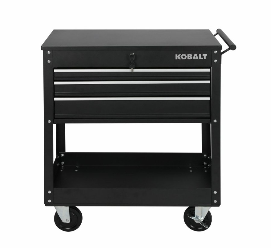 Tool Storage & Work Benches * | Kobalt Top Tool Chests 30.5-In W X 37.5-In H 3-Drawer Steel Tool Chest (Black)