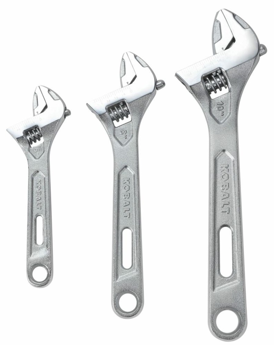 Hand Tools * | Kobalt Adjustable Wrenches 3-Piece Chrome Vanadium Steel Adjustable Wrench Set