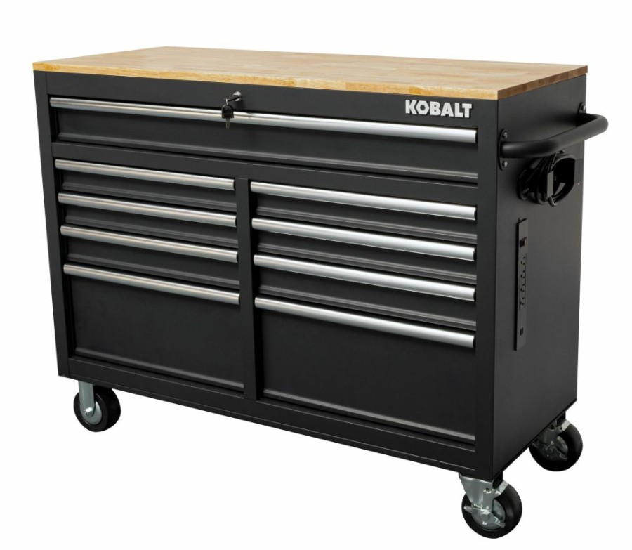 Tool Storage & Work Benches * | Kobalt Work Benches 46.1-In W X 37.2-In H 9-Drawer Rubber Work Bench