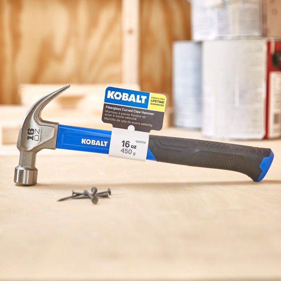 Hand Tools * | Kobalt Hammers 16-Oz Smoothed Face Steel Head Fiberglass Claw Hammer