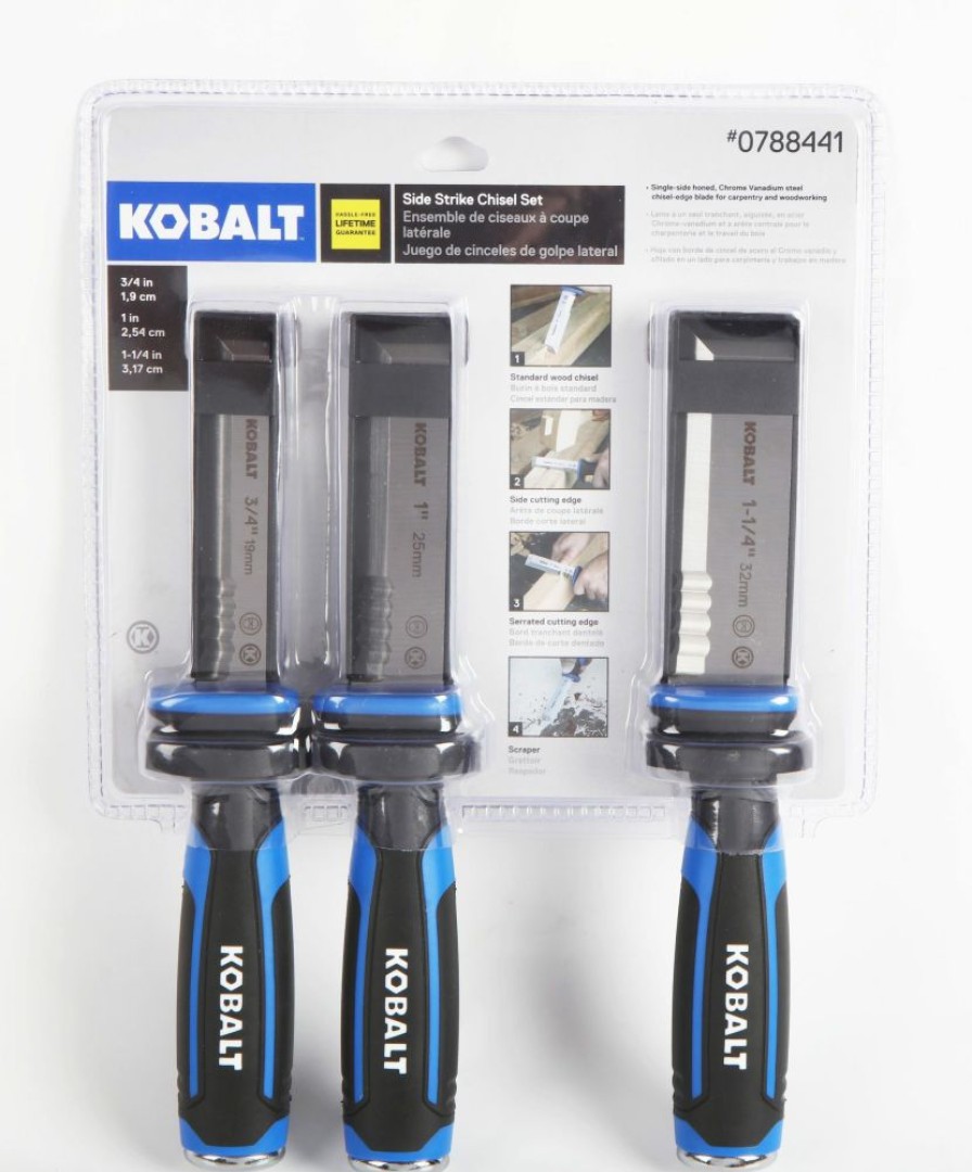 Hand Tools * | Kobalt Chisel Sets Side Strike Chisel Set 3-Pack Woodworking Chisels Set