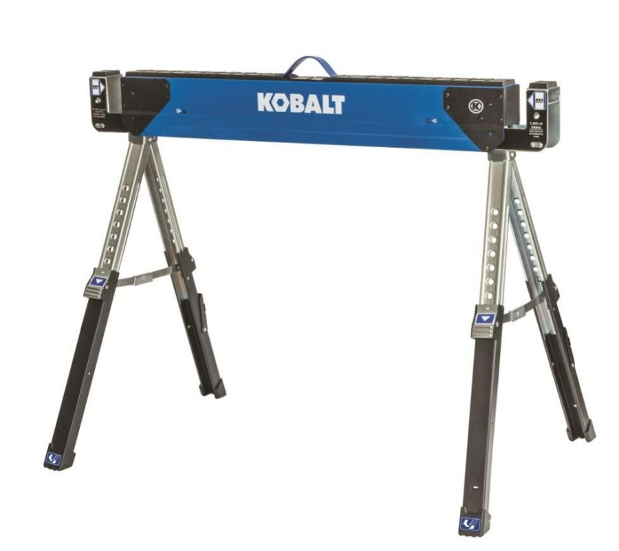 Tool Storage & Work Benches * | Kobalt Saw Horses 42-In W X 32-In H Adjustable Steel Saw Horse (1100-Lb Capacity)