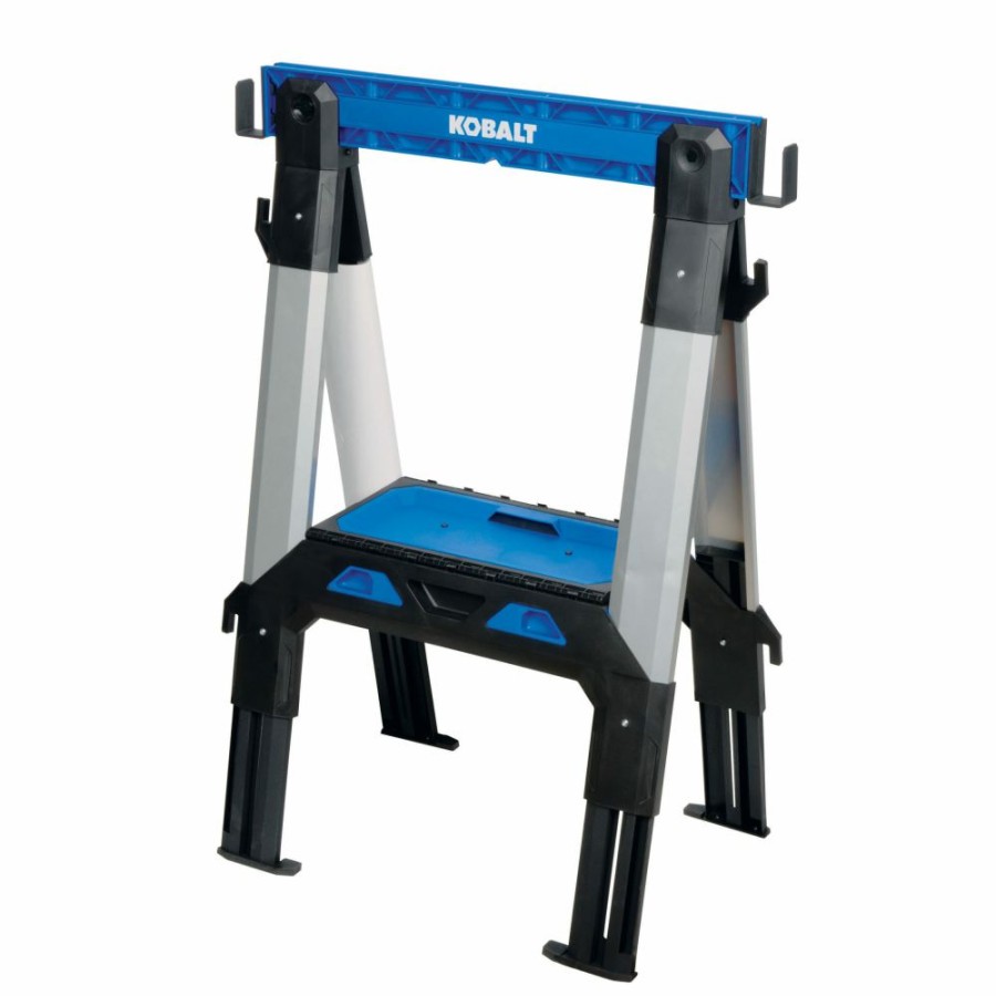 Tool Storage & Work Benches * | Kobalt Saw Horses 30.63-In W X 33.5-In H Adjustable Pp And Steel Construction Saw Horse (1000-Lb Capacity)