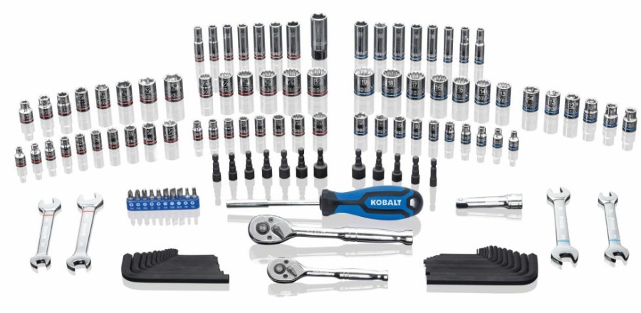 Hand Tools * | Kobalt Mechanics Tool Sets 129-Piece Standard (Sae) And Metric Combination Polished Chrome Mechanics Tool Set (1/4-In; 3/8-In)