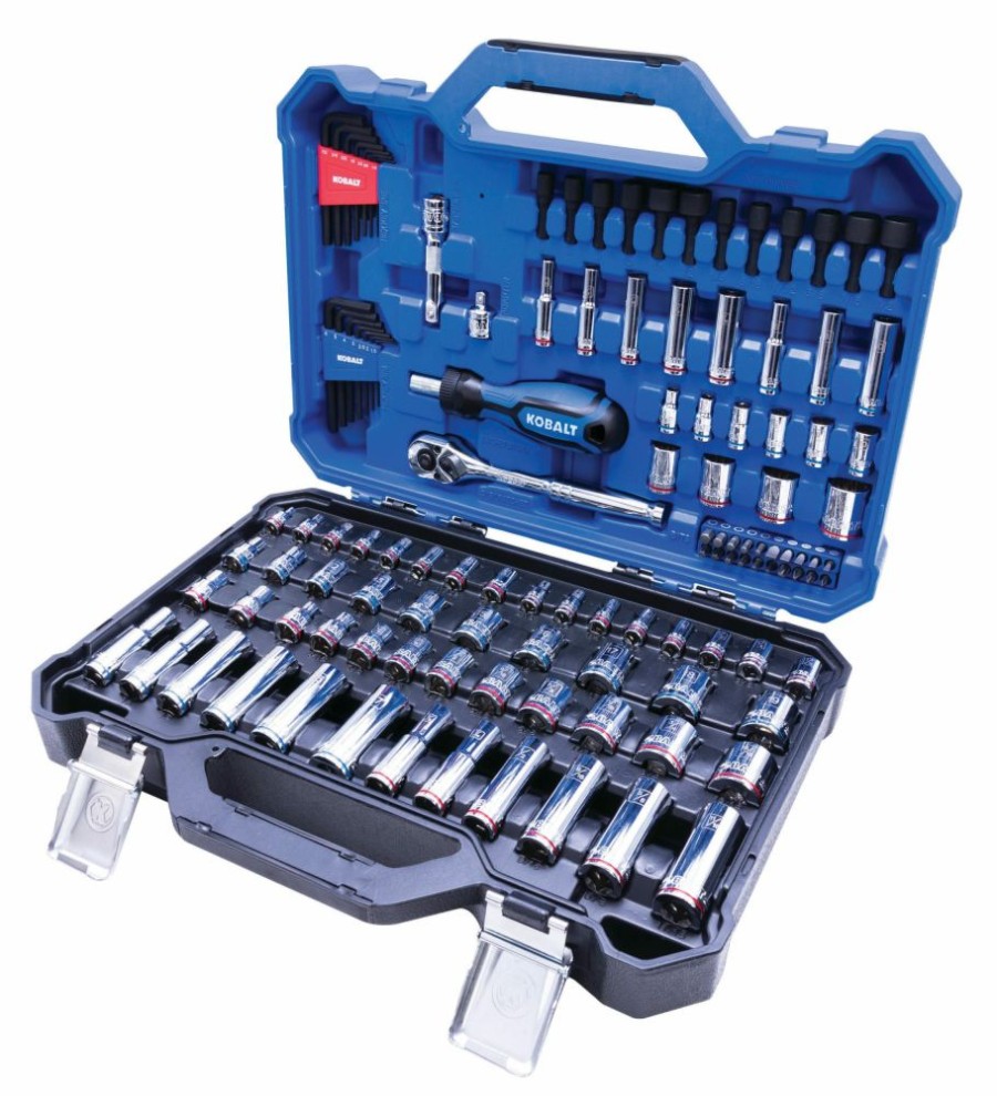 Hand Tools * | Kobalt Mechanics Tool Sets 118-Piece Standard (Sae) And Metric Combination Polished Chrome Mechanics Tool Set (3/8-In;)