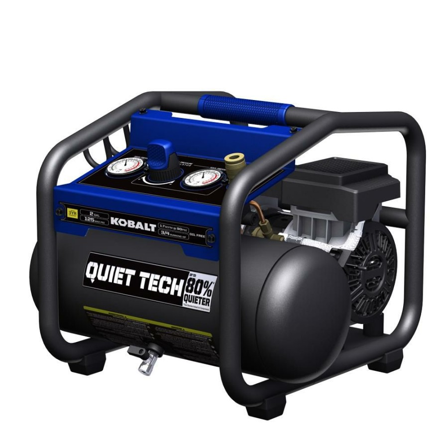 Air Tools & Compressors * | Kobalt Air Compressors Quiet Tech 2-Gallon Single Stage Portable Electric Hot Dog Air Compressor