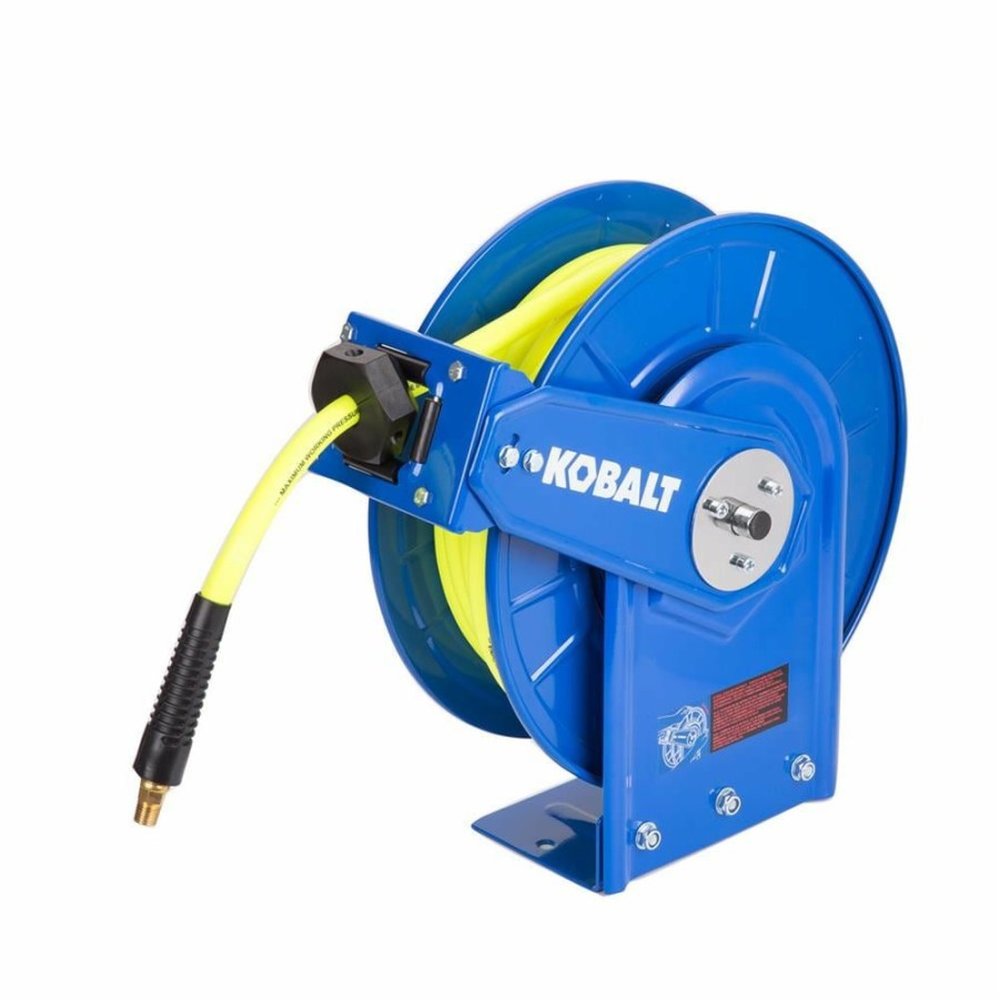 Air Tools & Compressors * | Kobalt Air Compressor Hoses 3/8-In 50-Ft Poly Hybrid Air Hose With Retractable Hose Reel