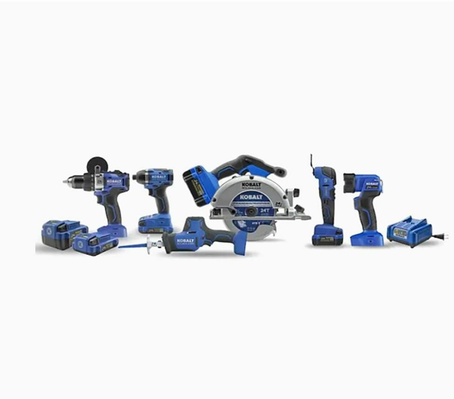 Power Tools * | Kobalt Power Tool Combo Kits Kobalt 24V Max 6-Tool 24-Volt Max Brushless Power Tool Combo Kit Case (2-Batteries Included And Charger Included)