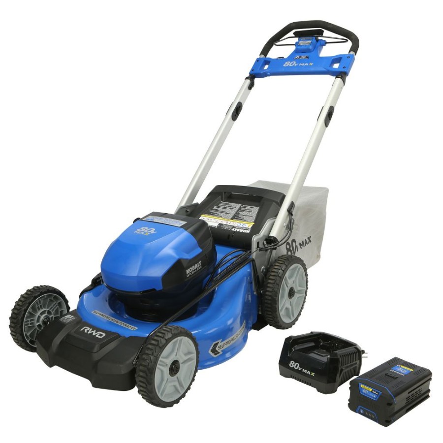 Outdoor Tools & Equipment * | Kobalt Cordless Electric Push Lawn Mowers 80-Volt Max Brushless 21-In Self-Propelled Cordless Electric Lawn Mower 6 Ah (Battery And Charger Included)