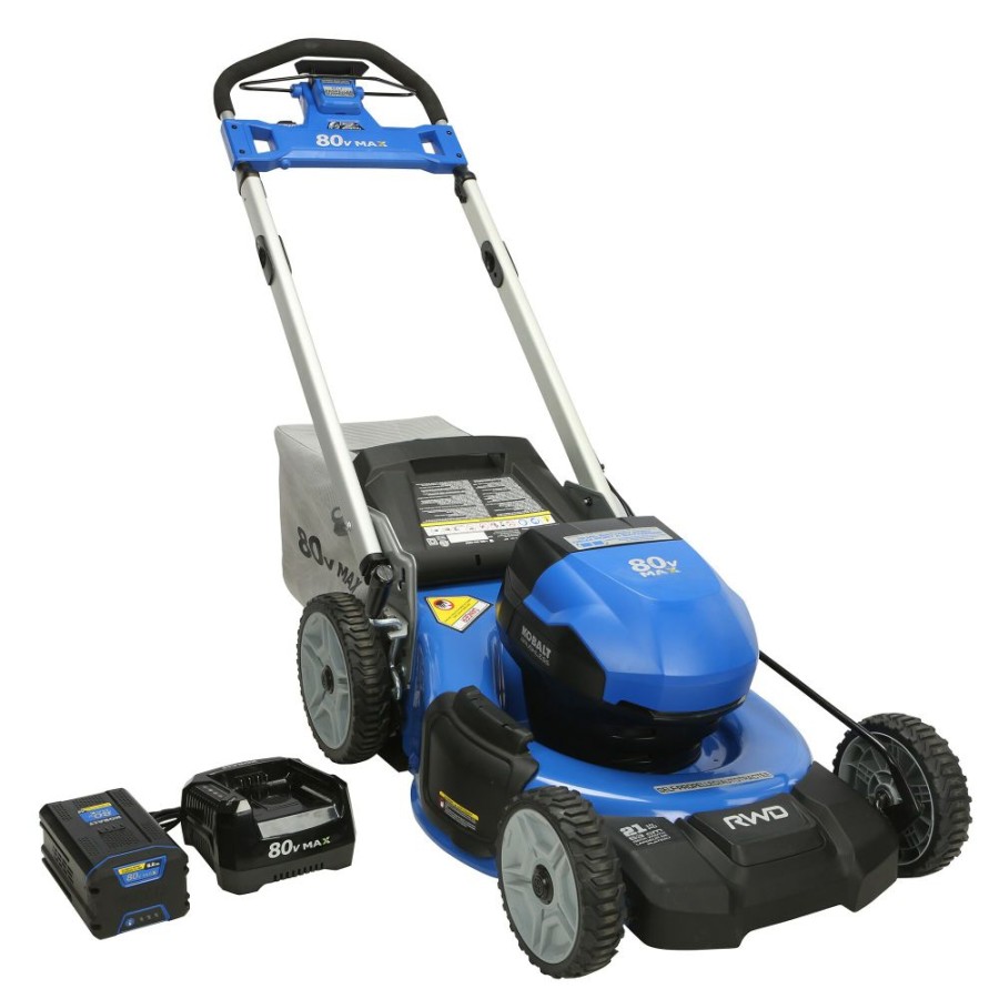 Outdoor Tools & Equipment * | Kobalt Cordless Electric Push Lawn Mowers 80-Volt Max Brushless 21-In Self-Propelled Cordless Electric Lawn Mower 6 Ah (Battery And Charger Included)