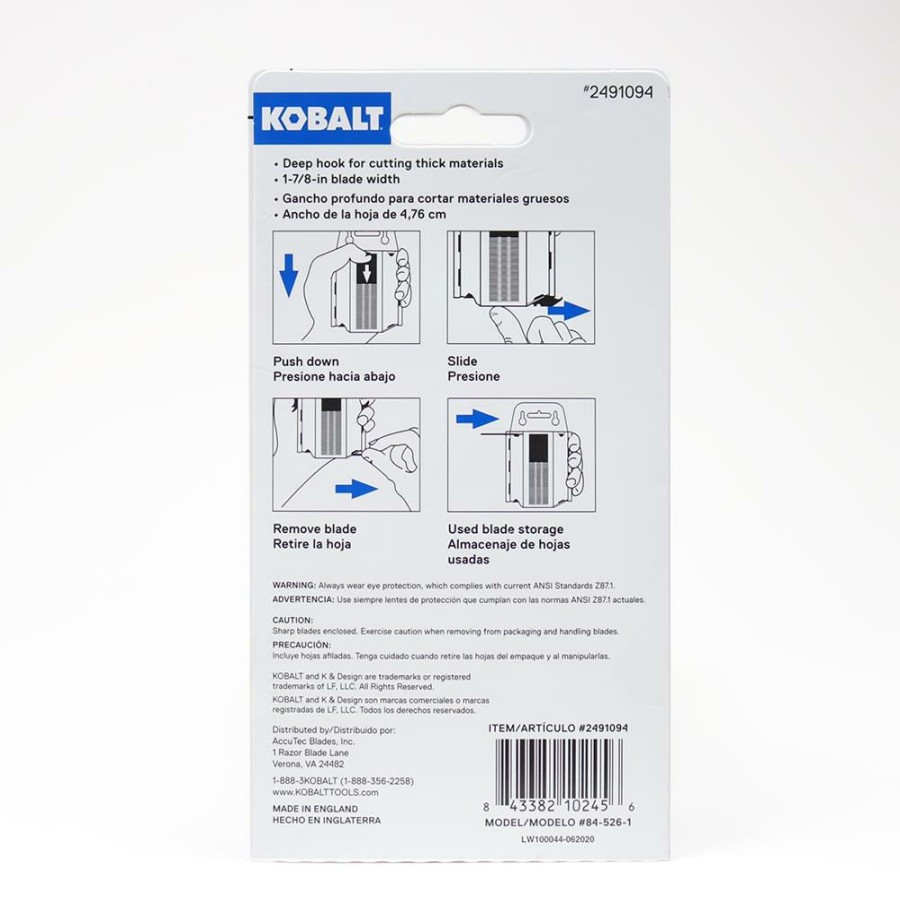 Hand Tools * | Kobalt Replacement Utility Blades Carbon Steel Hook Utility Razor Blade(75-Pack)