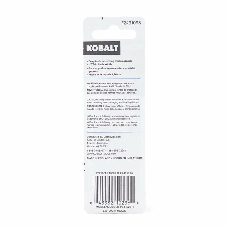 Hand Tools * | Kobalt Replacement Utility Blades Carbon Steel Hook Utility Razor Blade(5-Pack)